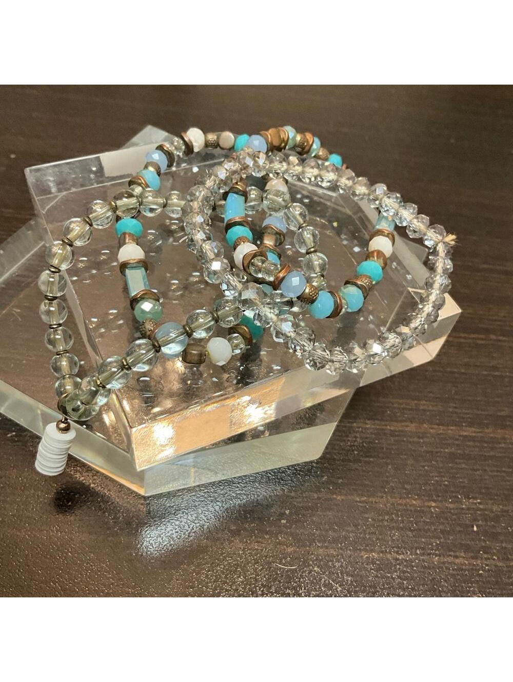 Beaded Stackable Turquoise Stretch Bracelet Set
